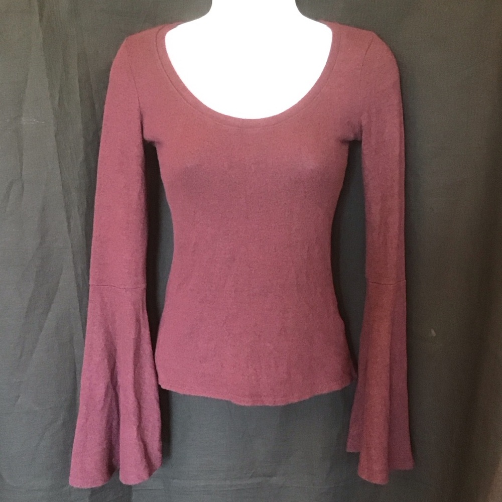 Hollister Maroon Long Sleeve Fitted Blouse